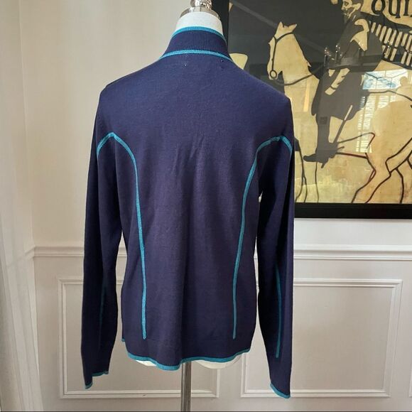Cabela's Purple Blue Knit Embroidered Floral Zip Up Sweater S Merino Wool Blend - Picture 5 of 9
